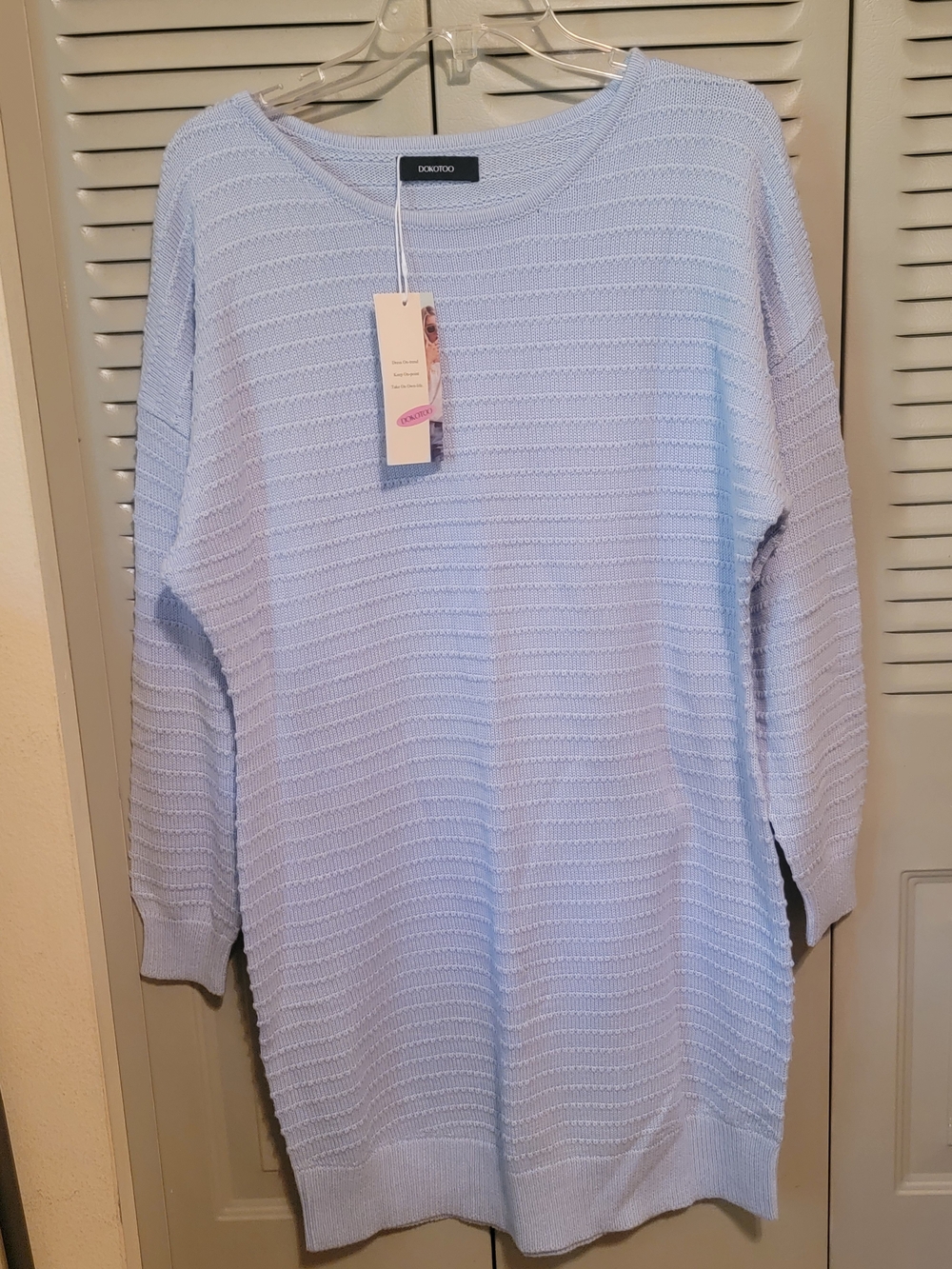Dokotoo Womens Sweater Dresses Trendy Casual Crew Neck Long Sleeve Textured
